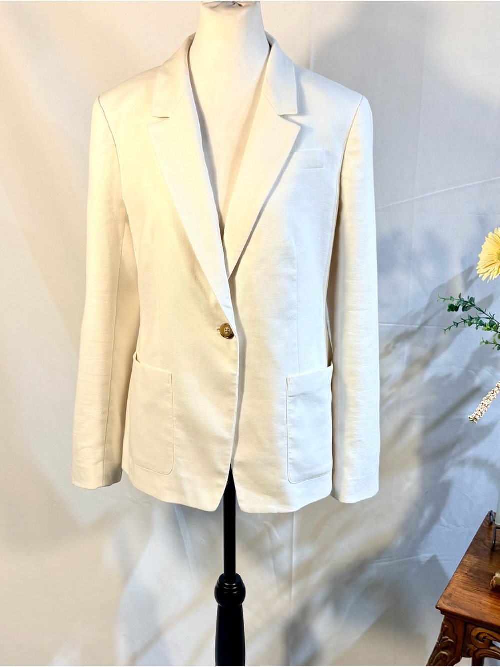 💥J.Crew Helena Stretch Linen Blend Blazer Ivory Size 10 ❤️